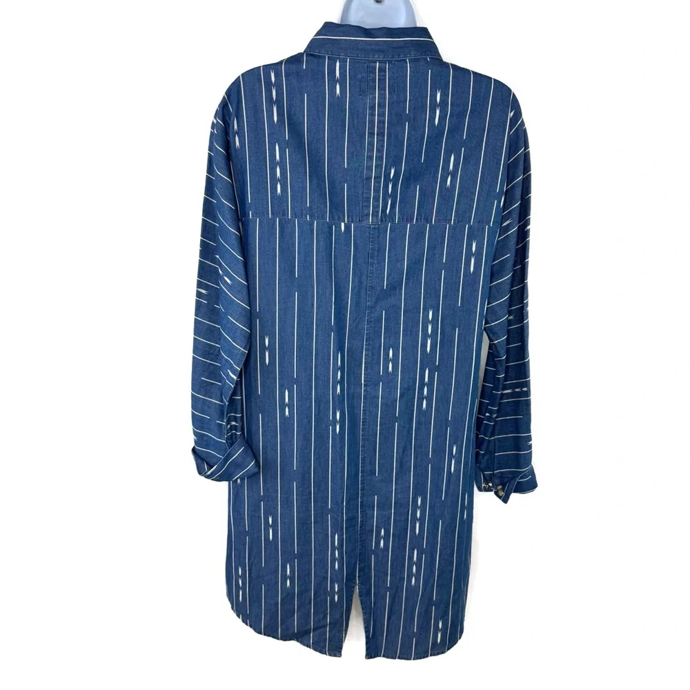 Pendleton Indigo and White Long Tunic Western Flare Pearl Snap New Medium